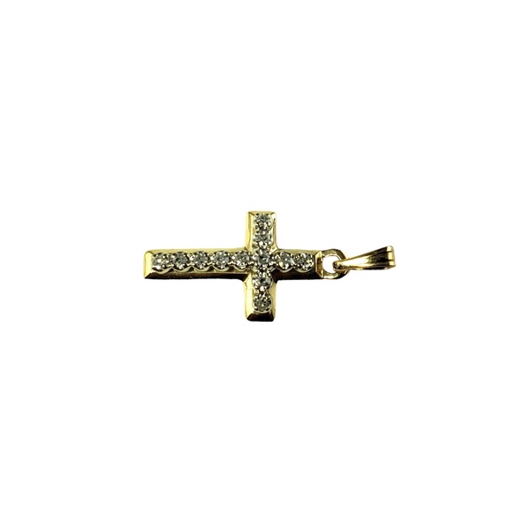 Vintage 14 Karat Yellow Gold Diamond Cross Pendant #13562 - Picture 2 of 5